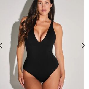 NWT TAE Black Plungey Swimsuit Size L